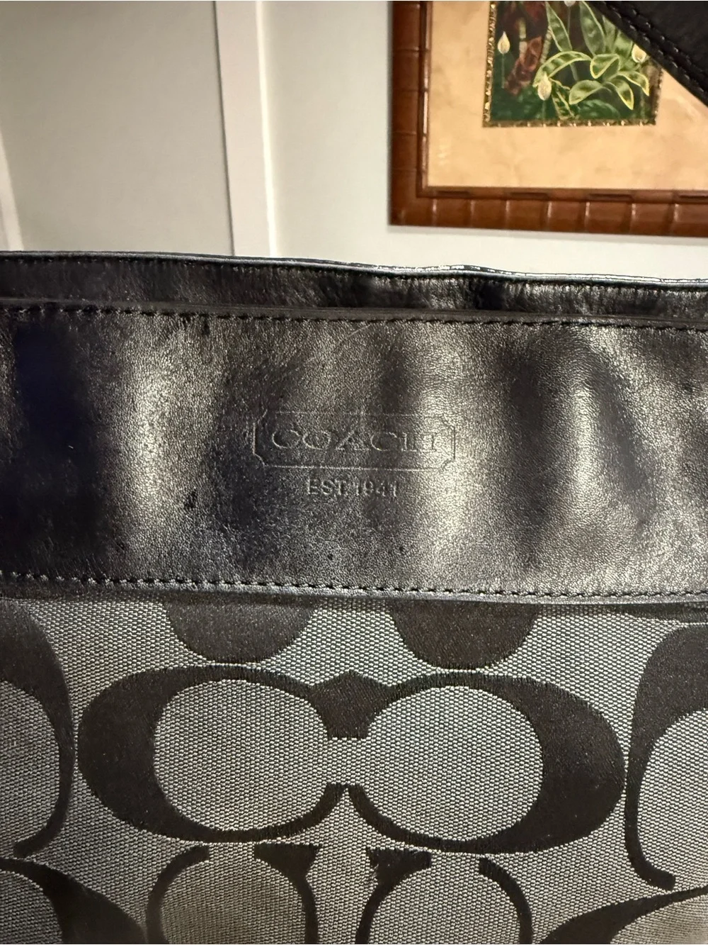 COACH Y2K Gray and Black Signature Canvas Shoulder Bag